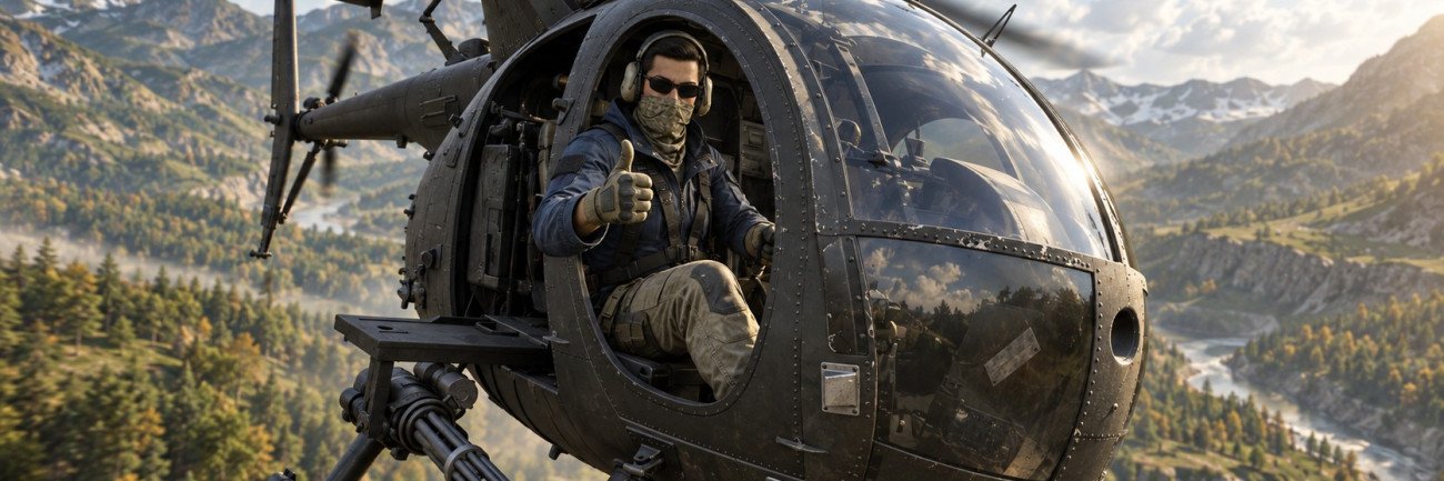 Wardogs Pmc in a Helicopter Cover Image for Wardogs Flying Guide