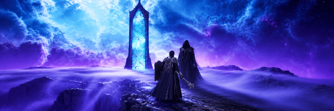 Two Aion 2 Characters Standing on a Hill Cover for AION 2 Daevanion Board Guide