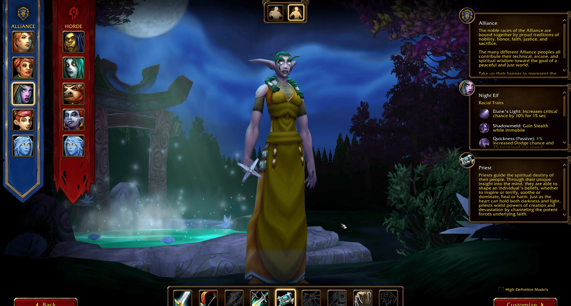 WoW Forever Race Selection Screen for Priest